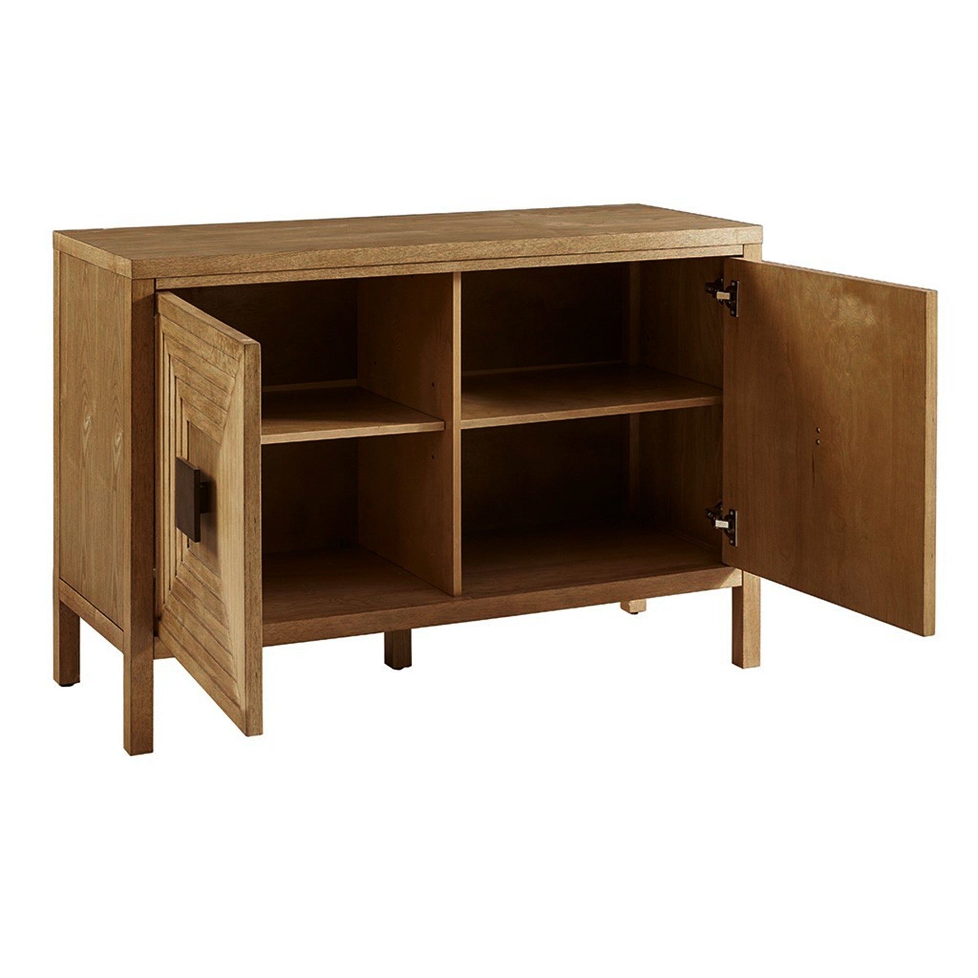 Accent Cabinet with Adjustable Shelves Natural Elm Finish 47.5 Inches Storage Cabinet
