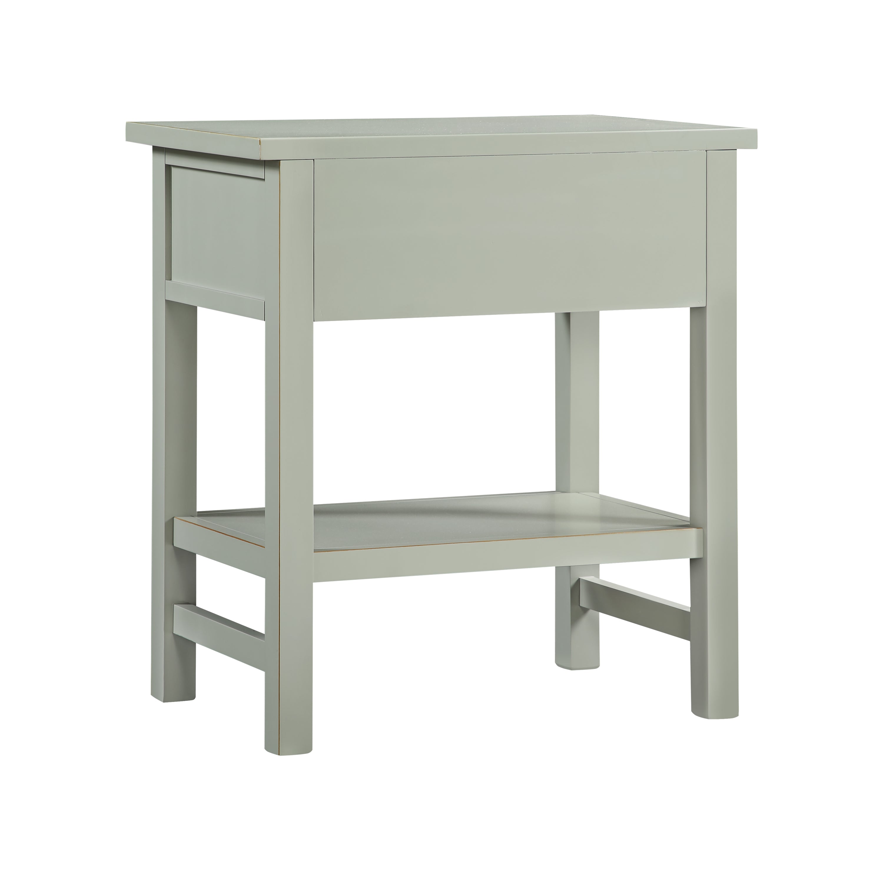 Finley 1-Drawer Storage Nightstand in Antique Gray with Distressed Wood Finish and Faux Keyhole Detail
