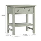Finley 1-Drawer Storage Nightstand in Antique Gray with Distressed Wood Finish and Faux Keyhole Detail