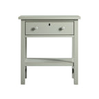 Finley 1-Drawer Storage Nightstand in Antique Gray with Distressed Wood Finish and Faux Keyhole Detail