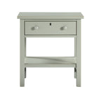 Finley 1-Drawer Storage Nightstand in Antique Gray with Distressed Wood Finish and Faux Keyhole Detail