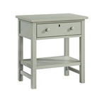 Finley 1-Drawer Storage Nightstand in Antique Gray with Distressed Wood Finish and Faux Keyhole Detail