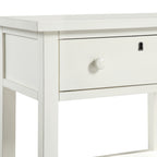 Finley 1-Drawer Storage Nightstand in Antique White with Distressed Wood Finish and Traditional Design Details