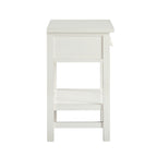 Finley 1-Drawer Storage Nightstand in Antique White with Distressed Wood Finish and Traditional Design Details