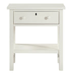Finley 1-Drawer Storage Nightstand in Antique White with Distressed Wood Finish and Traditional Design Details
