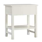 Finley 1-Drawer Storage Nightstand in Antique White with Distressed Wood Finish and Traditional Design Details