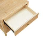 Fleur Natural 1-Drawer Nightstand with Reeded Front, Gold Pull, Solid Wood and MDF Construction in Natural Finish
