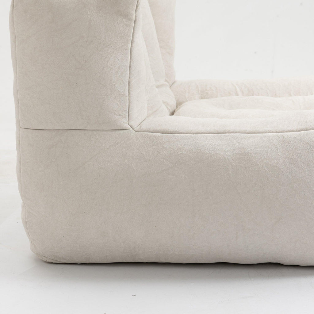 Fluffy White Velvet Bean Bag Chair 38.5" x 36.6" x 30" Inches.