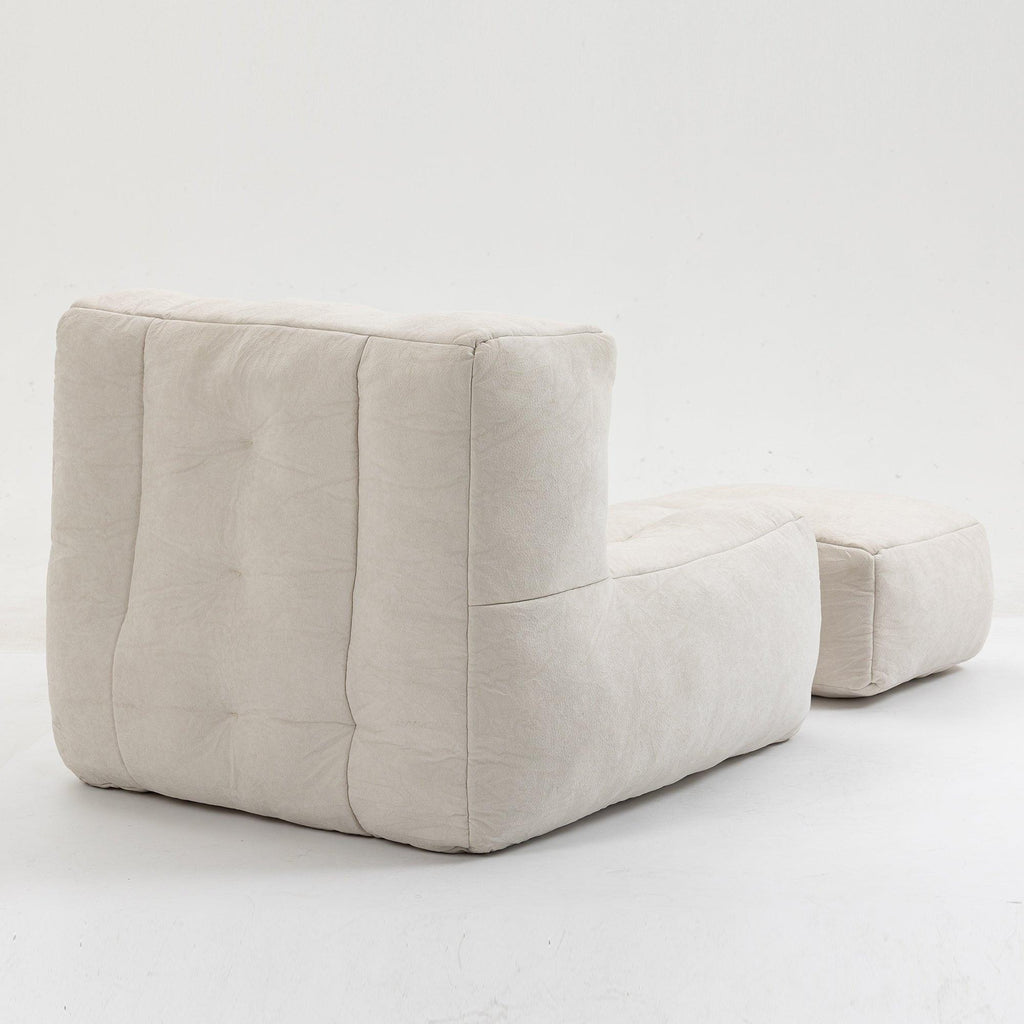 Fluffy White Velvet Bean Bag Chair 38.5" x 36.6" x 30" Inches.