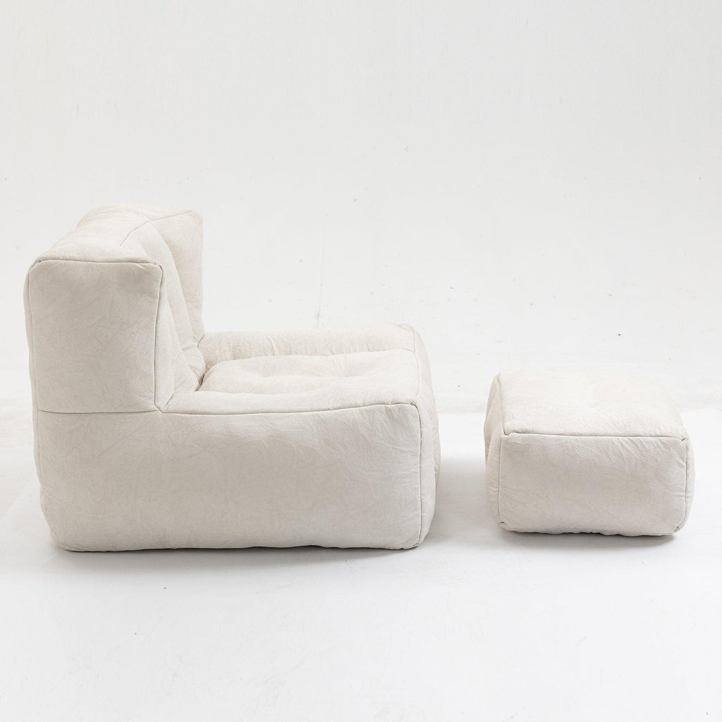 Fluffy White Velvet Bean Bag Chair 38.5" x 36.6" x 30" Inches.