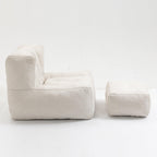 Fluffy White Velvet Bean Bag Chair 38.5" x 36.6" x 30" Inches.