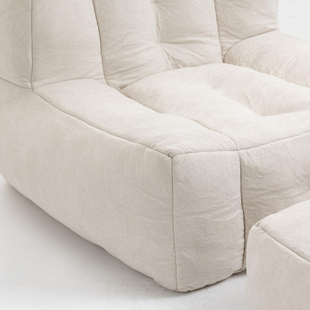 Fluffy White Velvet Bean Bag Chair 38.5" x 36.6" x 30" Inches.