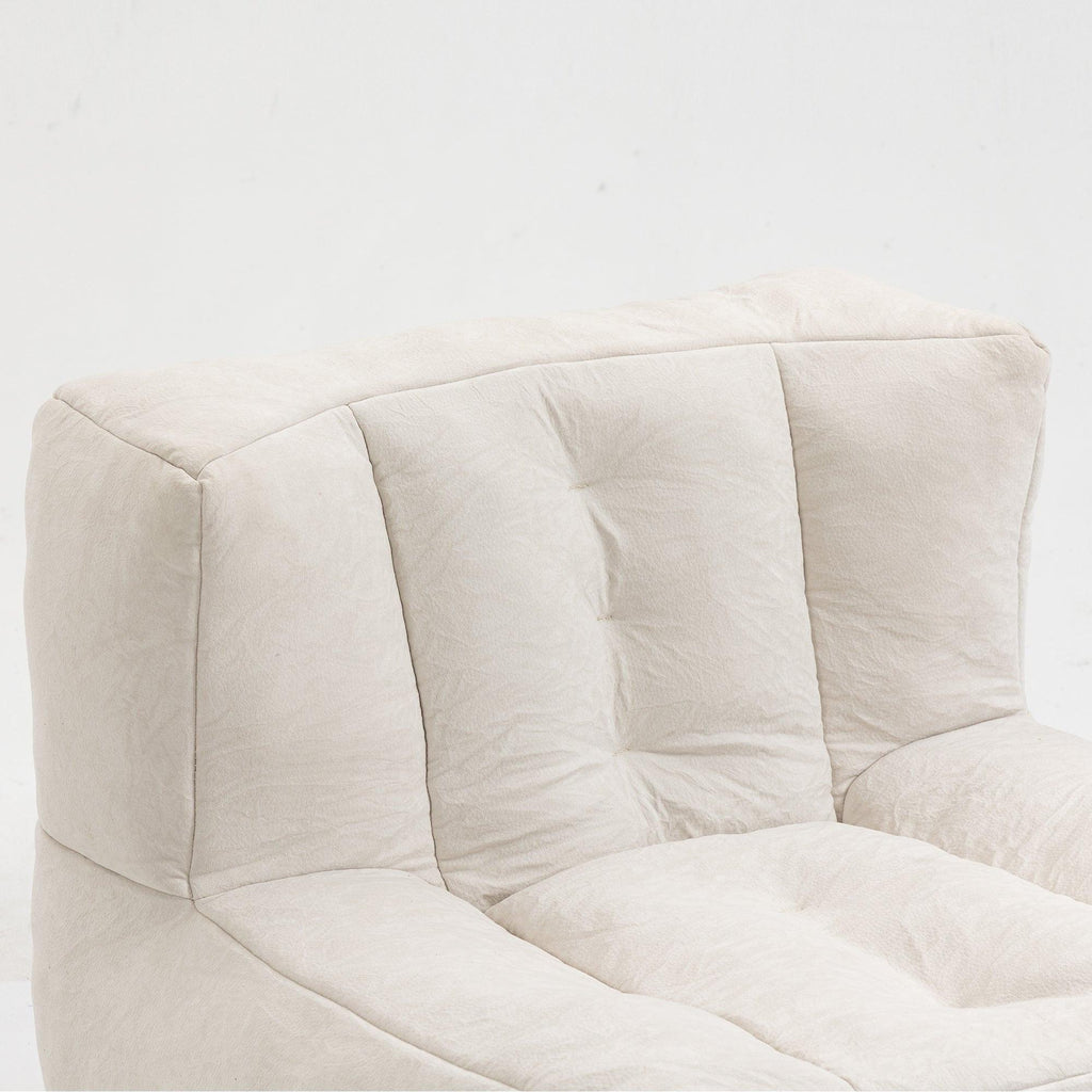Fluffy White Velvet Bean Bag Chair 38.5" x 36.6" x 30" Inches.