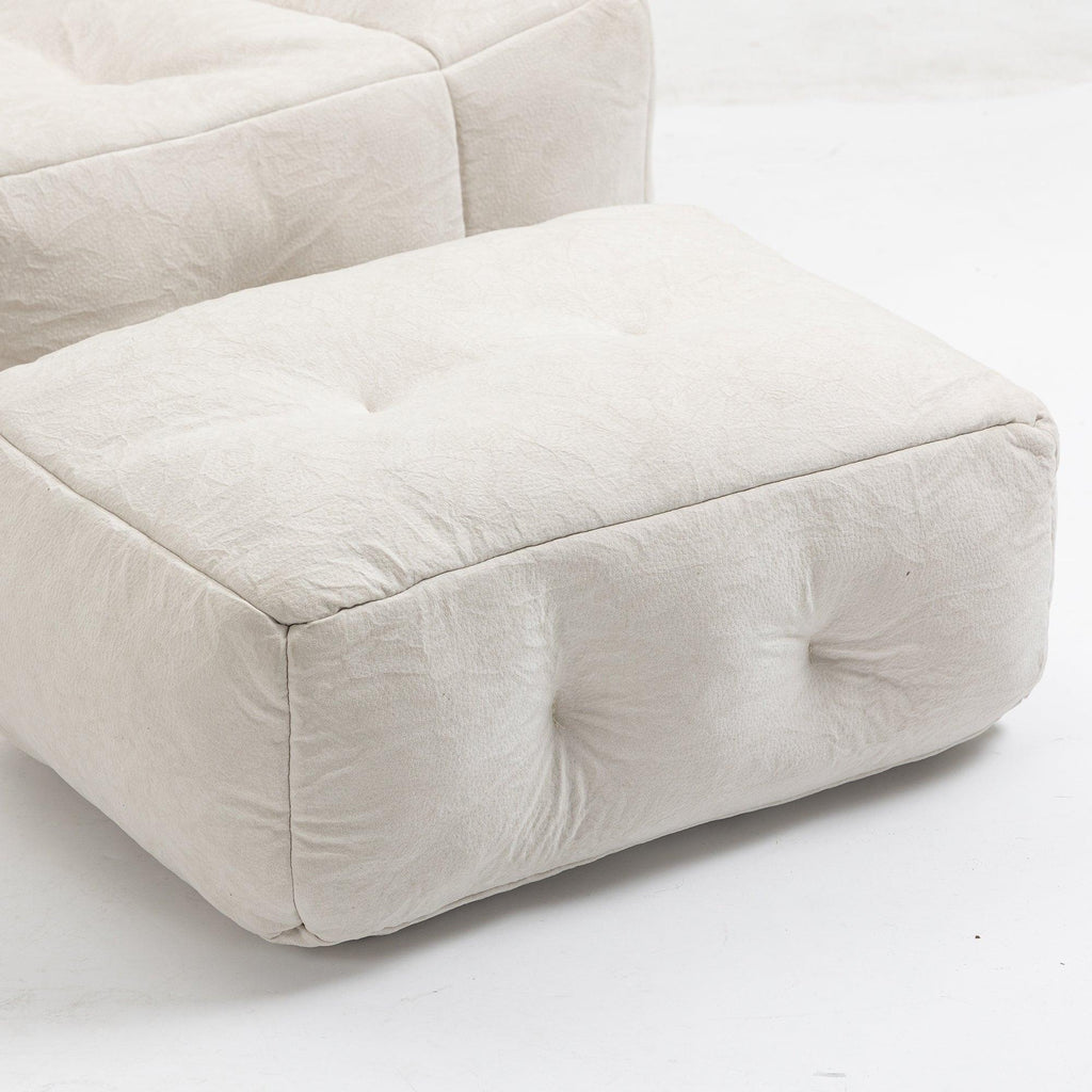Fluffy White Velvet Bean Bag Chair 38.5" x 36.6" x 30" Inches.