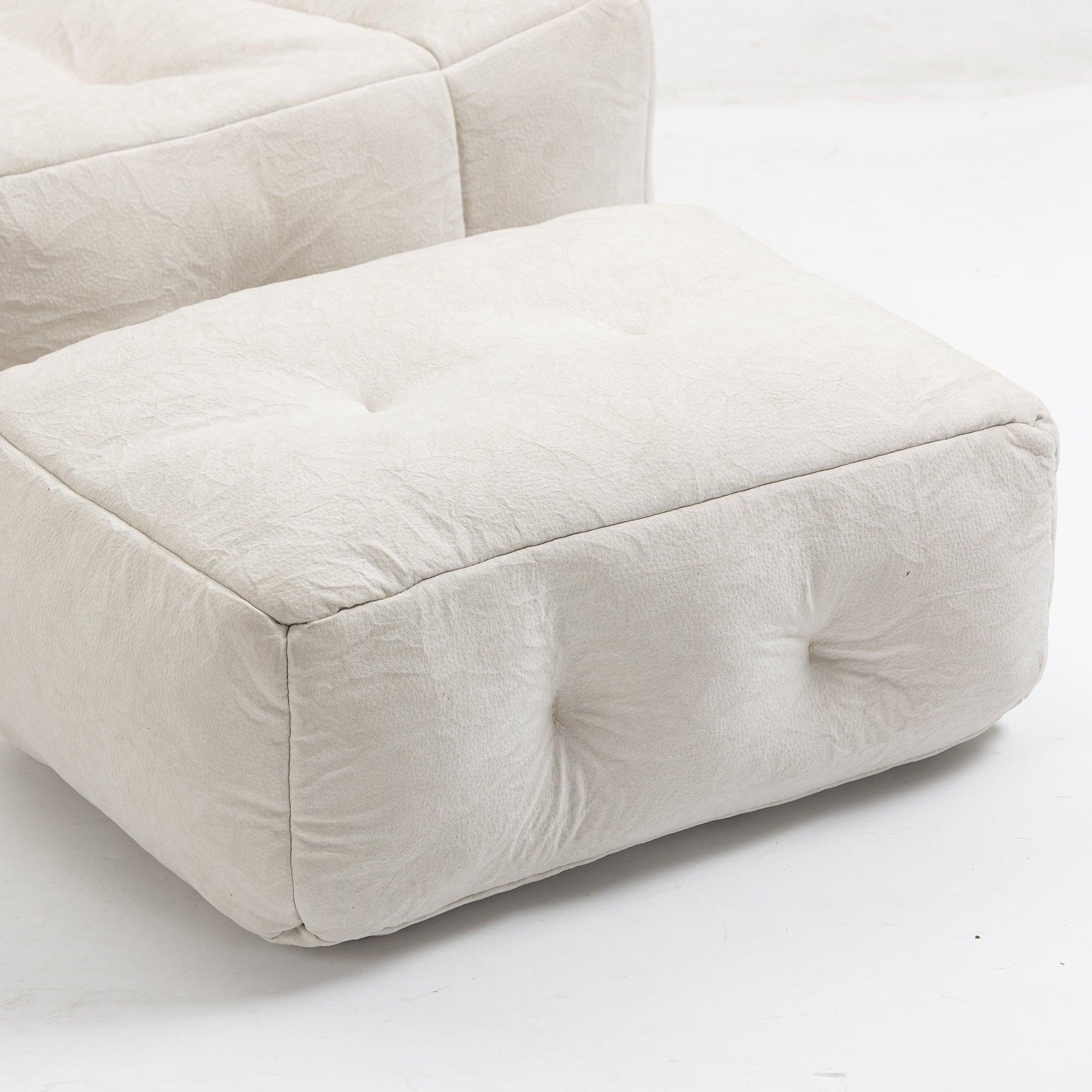 Fluffy White Velvet Bean Bag Chair 38.5" x 36.6" x 30" Inches.