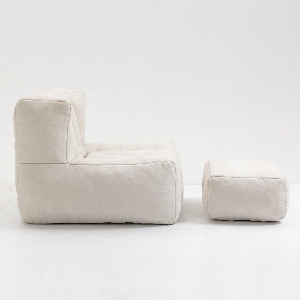 Fluffy White Velvet Bean Bag Chair 38.5" x 36.6" x 30" Inches.