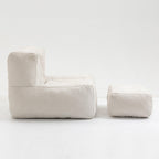 Fluffy White Velvet Bean Bag Chair 38.5" x 36.6" x 30" Inches.