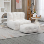 Fluffy White Velvet Bean Bag Chair 38.5" x 36.6" x 30" Inches.