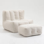 Fluffy White Velvet Bean Bag Chair 38.5" x 36.6" x 30" Inches.