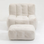 Fluffy bean bag chair, comfortable bean bag for adults, super soft lazy sofa chair with memory foam and ottoman, indoor modern focus bean bag chair for living room, bedroom, apartment