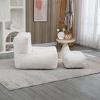 Fluffy White Velvet Bean Bag Chair 38.5" x 36.6" x 30" Inches.