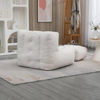 Fluffy White Velvet Bean Bag Chair 38.5" x 36.6" x 30" Inches.
