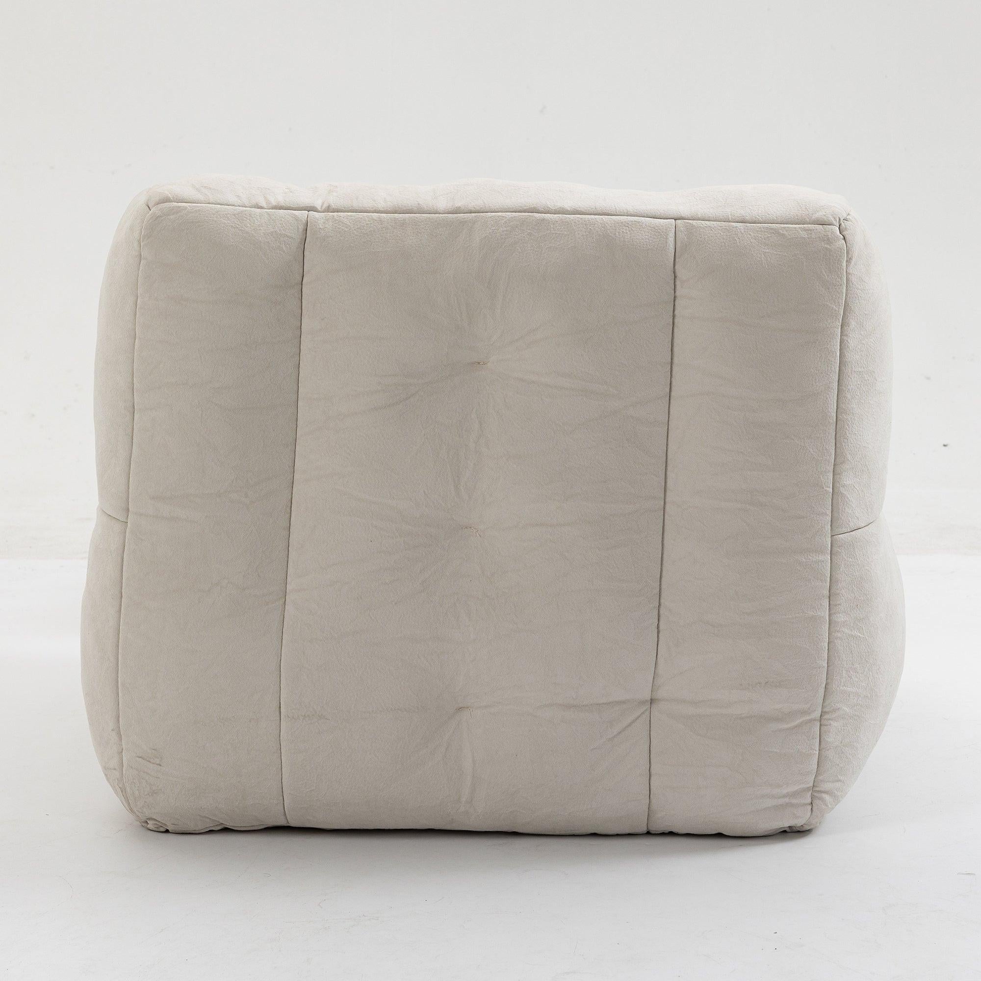 Fluffy White Velvet Bean Bag Chair 38.5" x 36.6" x 30" Inches.