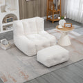 Fluffy White Velvet Bean Bag Chair 38.5" x 36.6" x 30" Inches.