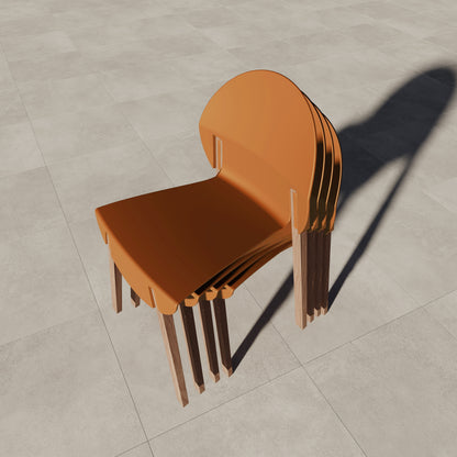 Four-piece set of single chairs with a design combining modern and traditional elements, durable and comfortable, in tropical orange. Dimensions: 20.08*19.29*31.89 (in). PP seats and red oak legs.