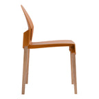 Four-piece set of single chairs with a design combining modern and traditional elements, durable and comfortable, in tropical orange. Dimensions: 20.08*19.29*31.89 (in). PP seats and red oak legs.