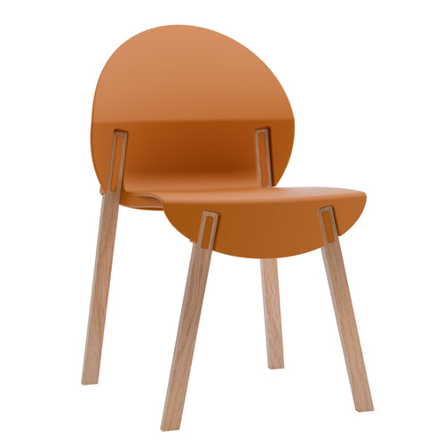 Four-Piece Tropical Orange Chair Set With Red Oak Legs.