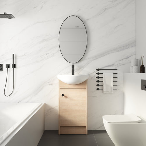 Freestanding Light Oak 18 Inch Bathroom Vanity With Sink.