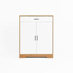 Shoe Cabinet, 4-Tier Shoe Rack Organizer with 1 Drawer, Freestanding Wooden Shoe Storage Cabinet with 2 White Door & Adjustable Shelves for Entryway Hallway