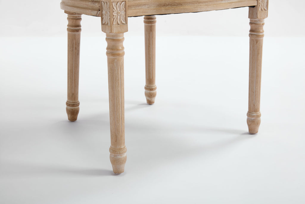 French Country Dining Chairs Set of 2, Upholstered Chairs with Nature Rattan Round Back, Wire drawing and carving techniques ,Disassemblable , for Living Room, Kitchen , Restaurant Use,Beige