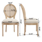French Country Dining Chairs Set of 2, Upholstered Chairs with Nature Rattan Round Back, Wire drawing and carving techniques ,Disassemblable , for Living Room, Kitchen , Restaurant Use,Beige