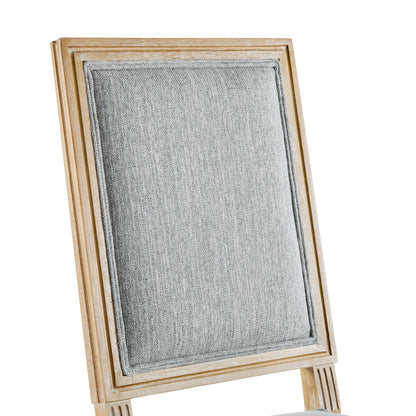 French Country Dining Chairs Set of 4 - Elegant Cane Backrest & Upholstered Seats - Rustic Grayish Green Finish - Solid Rubberwood Frame