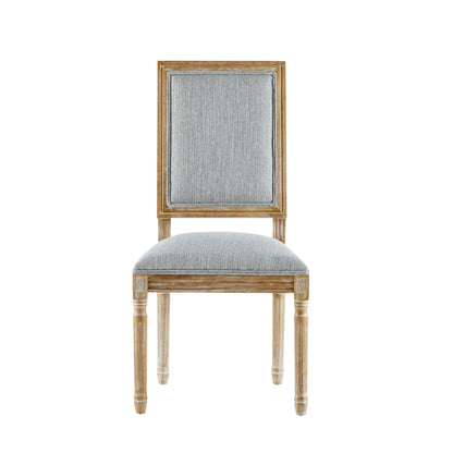 French Country Dining Chairs Set of 4 - Elegant Cane Backrest & Upholstered Seats - Rustic Grayish Green Finish - Solid Rubberwood Frame