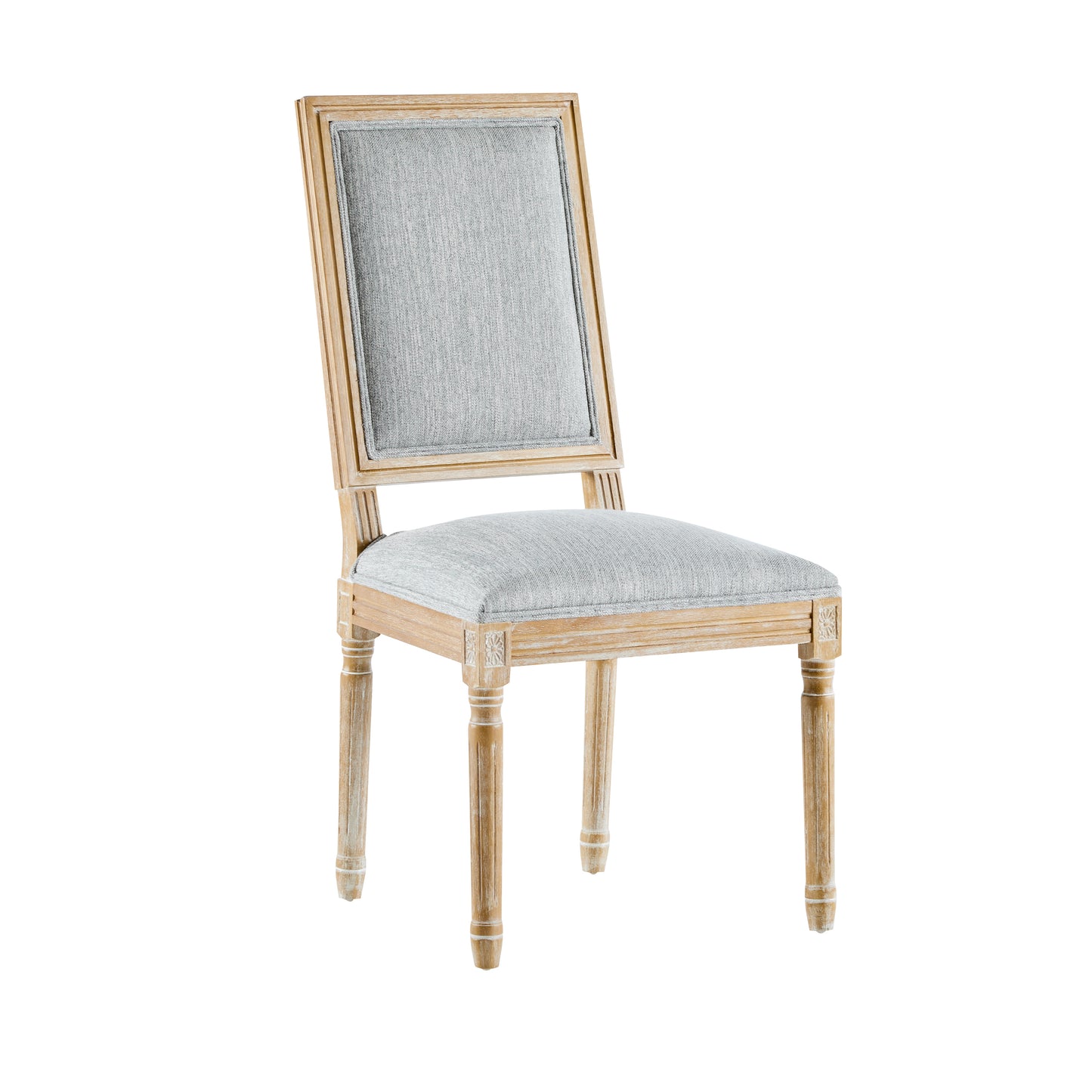 French Country Dining Chairs Set of 4 - Elegant Cane Backrest & Upholstered Seats - Rustic Grayish Green Finish - Solid Rubberwood Frame