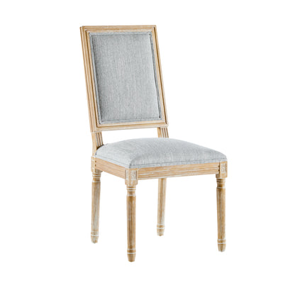 French Country Dining Chairs Set of 4 - Elegant Cane Backrest & Upholstered Seats - Rustic Grayish Green Finish - Solid Rubberwood Frame