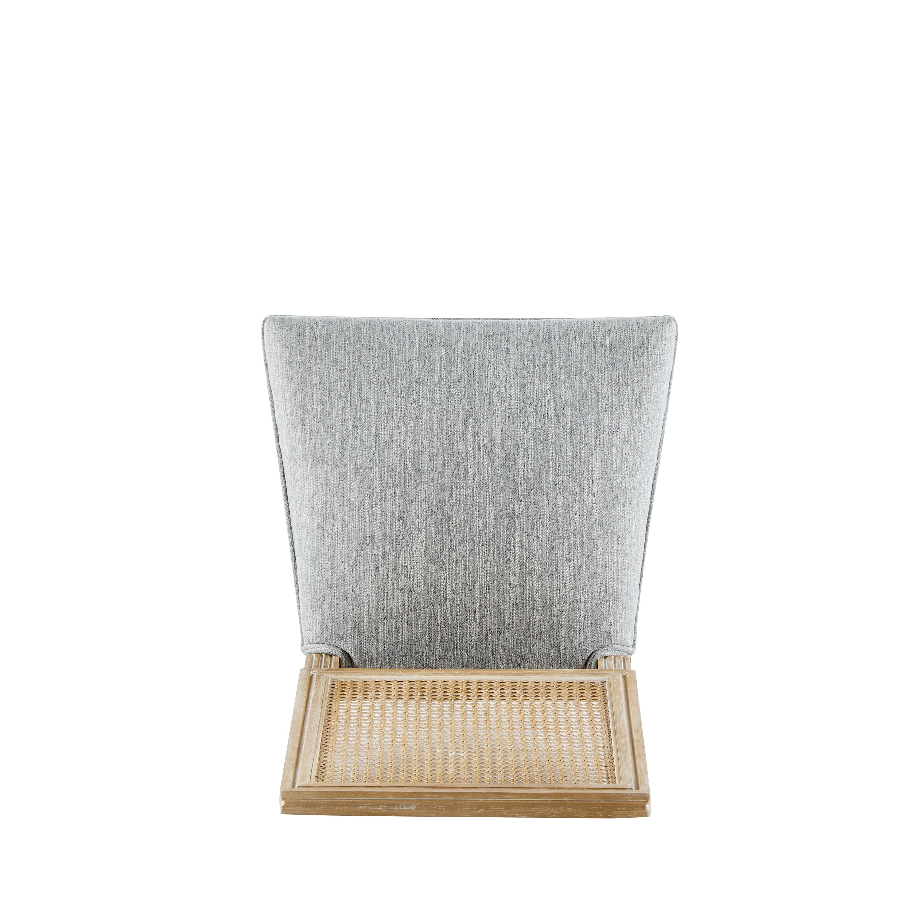 French Country Dining Chairs Set of 4 - Cane Backrest & Upholstered Seats, Rustic Weathered Finish, Solid Rubberwood - Grayish Green