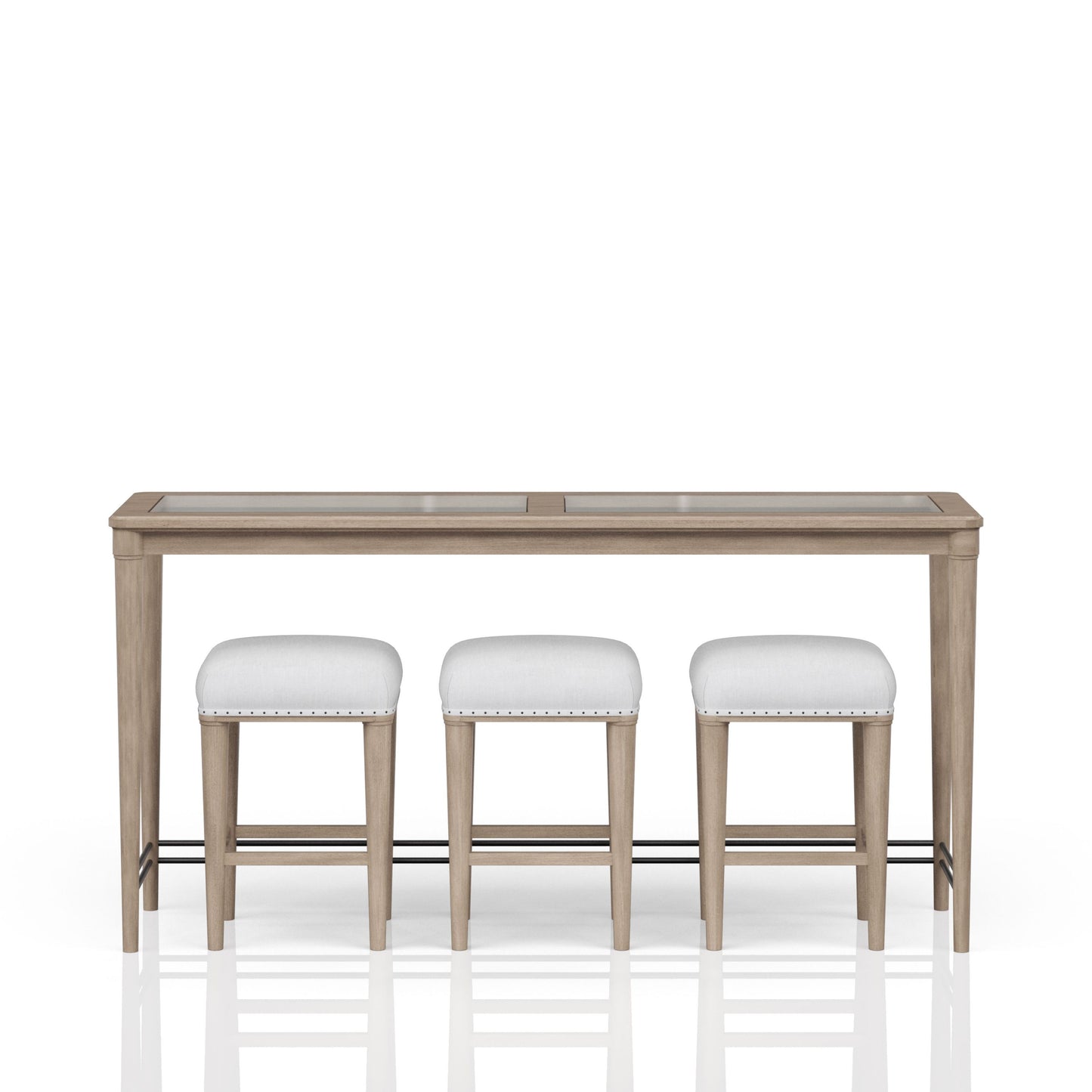 Frosted Glass Console Table With 3 Stools