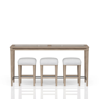 Frosted Glass Console Table With 3 Stools