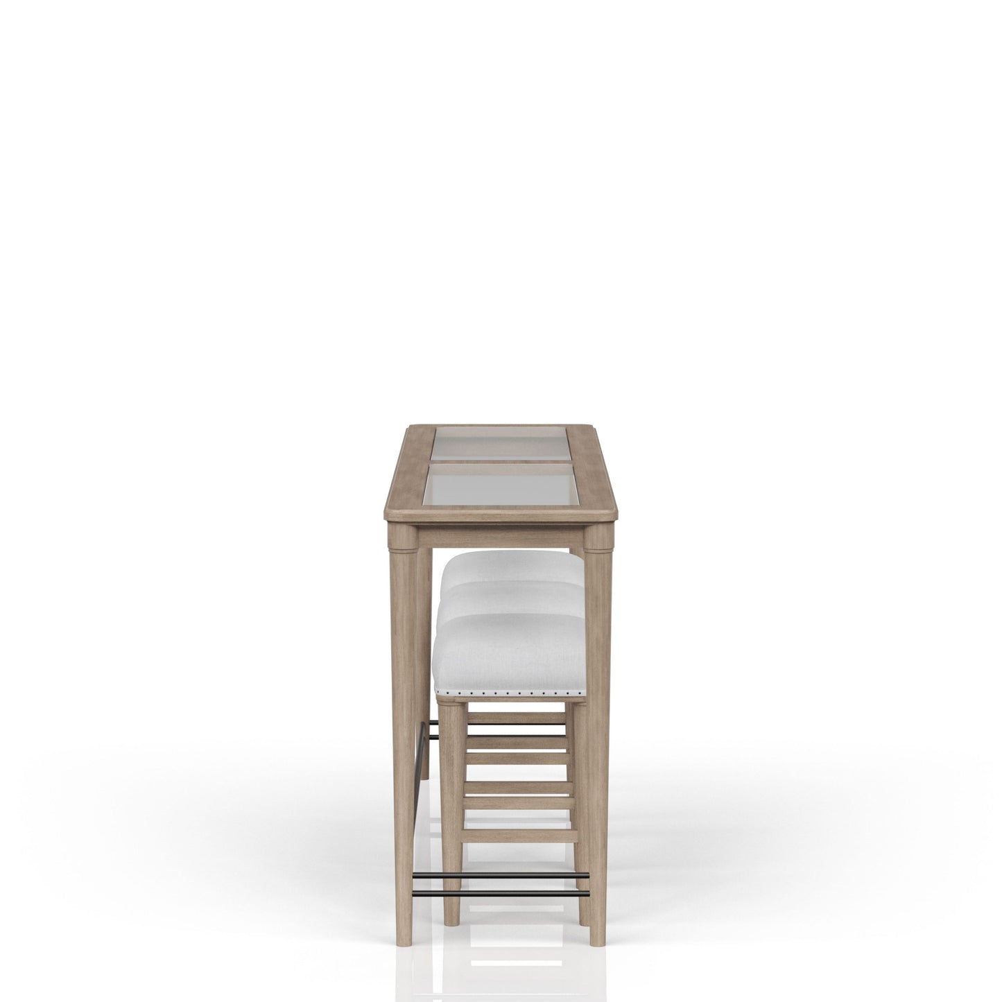 Frosted Glass Console Table With 3 Stools