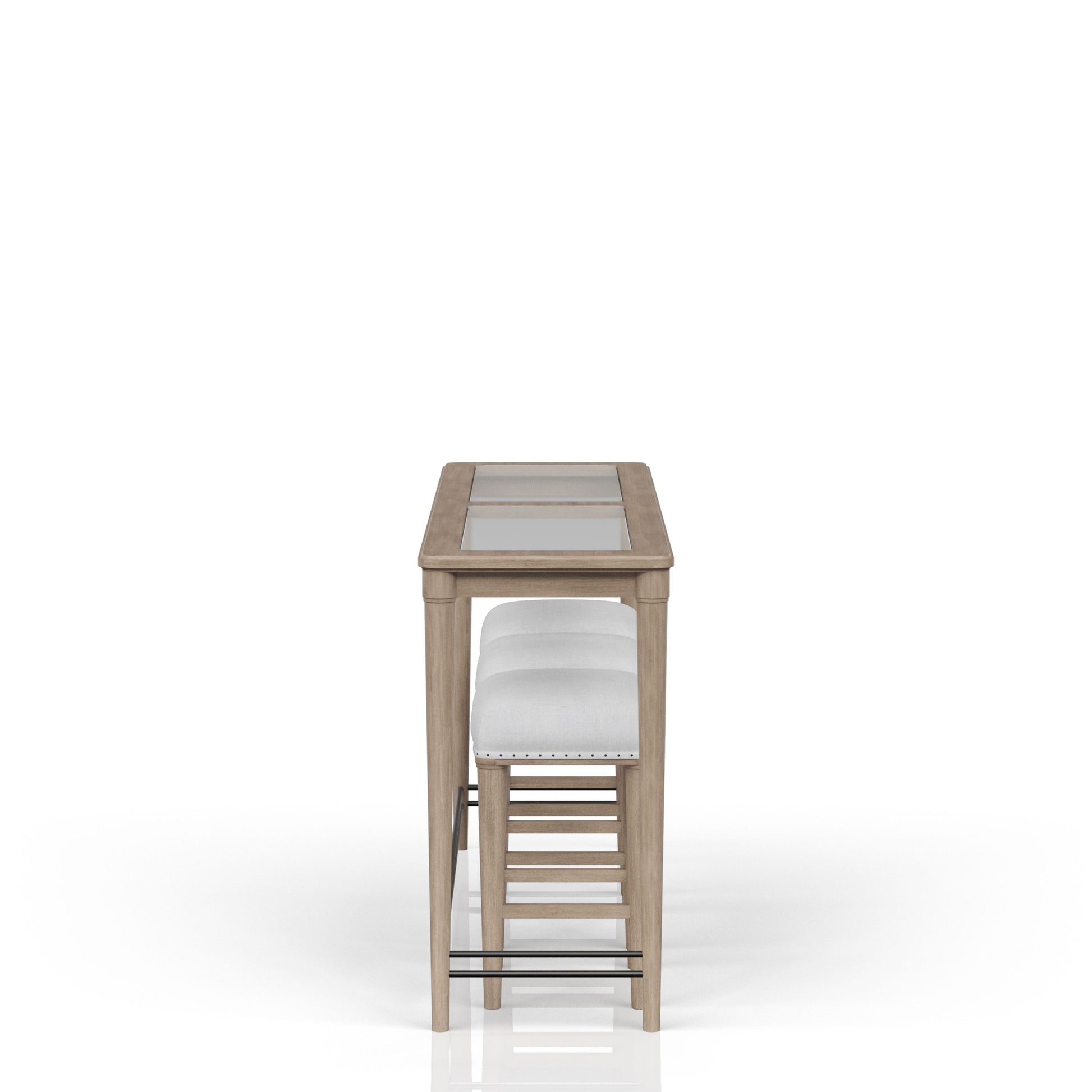 Frosted Glass Console Table With 3 Stools