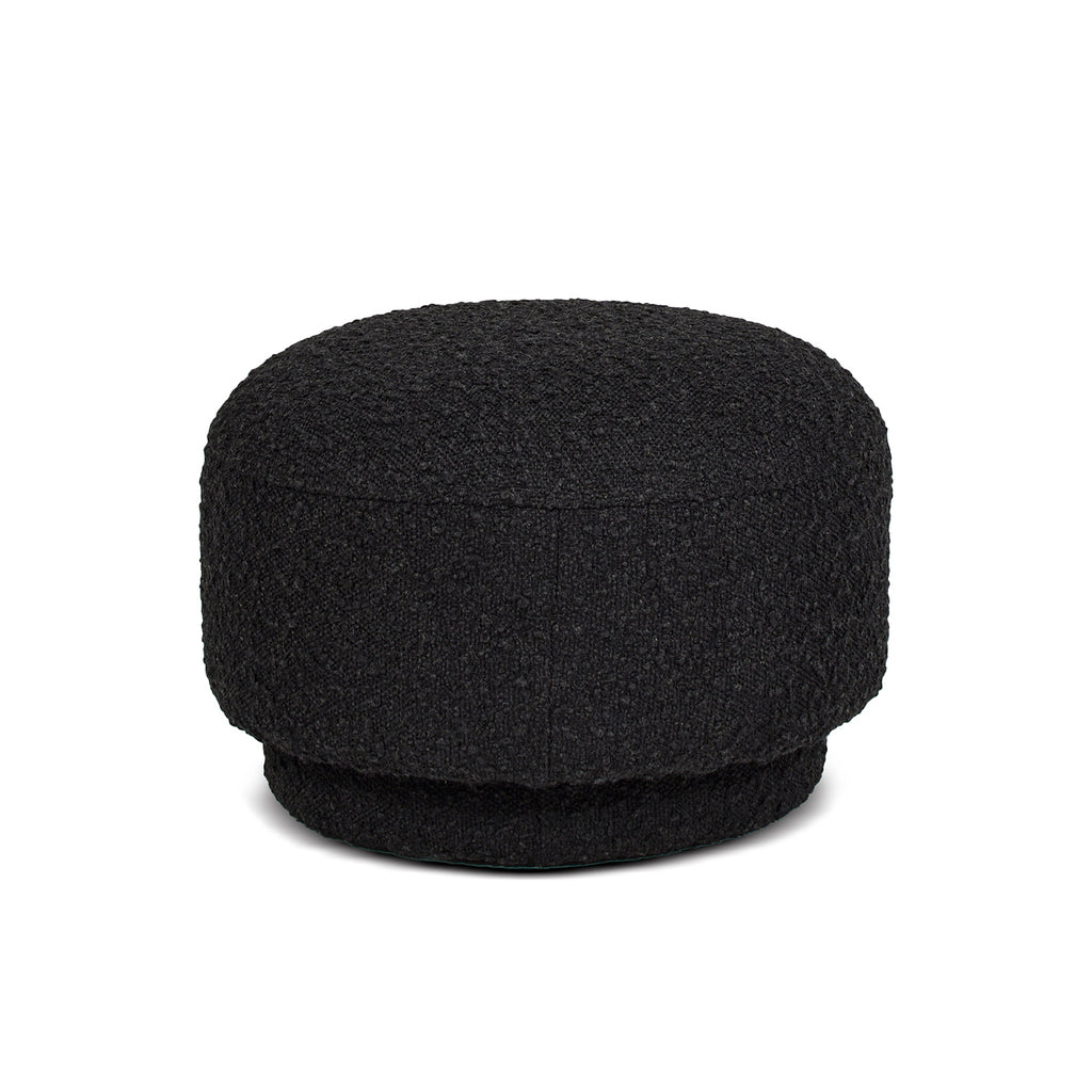 Fuji 15' Mushroom Footstool Ottoman, Ebony Black Boucle