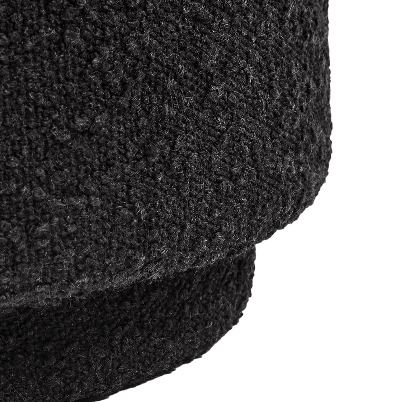 Fuji 15' Mushroom Footstool Ottoman, Ebony Black Boucle