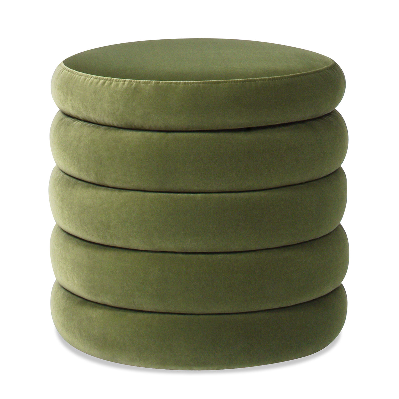 Fuji 19' Oversized Round Storage Ottoman, Olive Green Performance Velvet