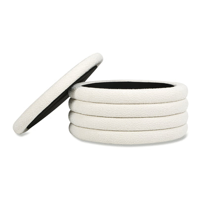 Fuji 36' Round Upholstered Storage Cocktail Ottoman, Ivory White Boucle