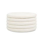 Fuji 36' Round Upholstered Storage Cocktail Ottoman, Ivory White Boucle