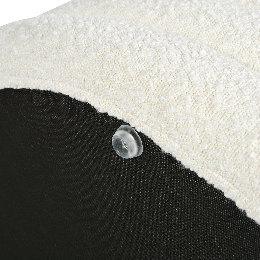 Fuji 36' Round Upholstered Storage Cocktail Ottoman, Ivory White Boucle